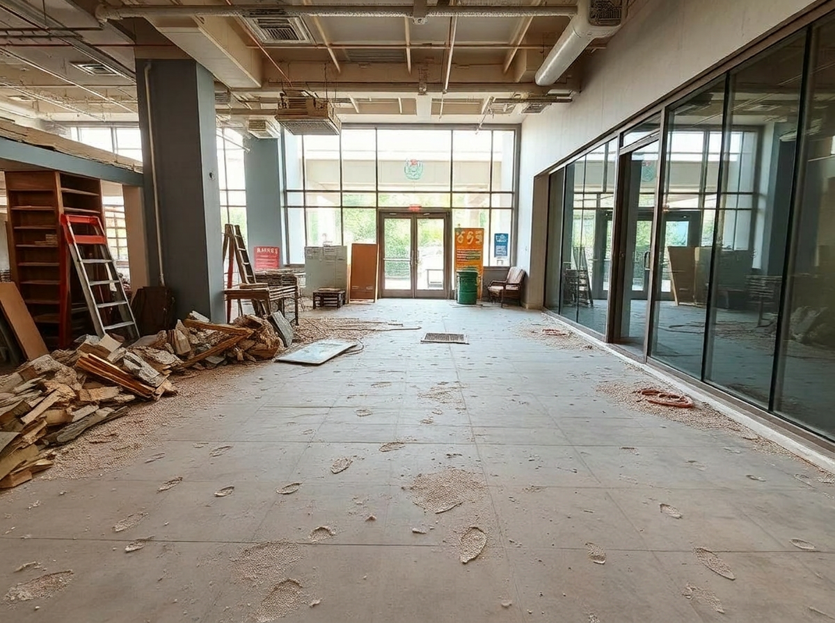 Retail lobby before cleaning